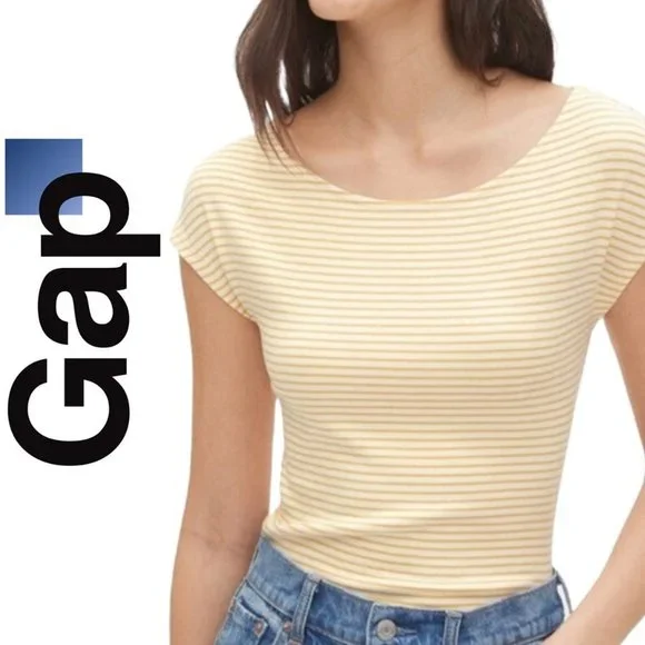 NEW GAP * BATEAU CANARY YELLOW STRIP MODERN T - Picture 1 of 4